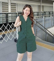 Set Bộ Nữ Áo Sát Nách Quần Cộc Bộ Xước Nhật Túi Áo Giả Hascoo R11