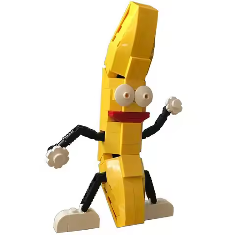 Dancing Banana MOC Building Blocks, Funny Fruit Character with Movable Arms, Creative Comedy DIY for
