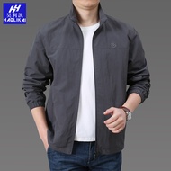 Jaket Lelaki Musim Bunga Musim Gugur Longgar Saiz Besar Jaket Kalis Angin Pertengahan Umur Lelaki Ja