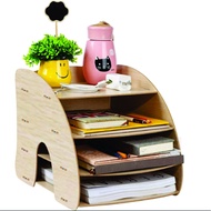 Curved shelf, wooden A4, A5 paper document storage shelf