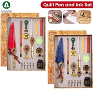 Feather Pen Set Exquisite Quill Pen and Ink Kit with Wooden Dip Pen Stamp Melting Spoon Candle Letter Opener Pen Nibs Wax Stick and Pen Holder SHOPSBC6221