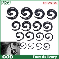 FKJ 16Pcs/Set Spiral Taper Flesh Tunnel Ear Stretcher Expander Stretching Plug Snail