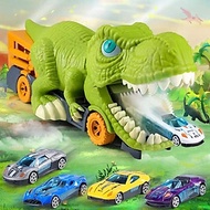 Đồ chơi xe khủng long bạo chúa nuốt ô tô/ khủng long con kèm nhiều oto/ khủng long con hợp kim cao c