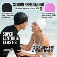 Adult Swim Cap Premium Flexible Silicone Long Hair-Friendly Swim Cap - Hijab-Friendly Swim Cap