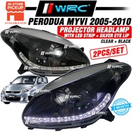 Perodua Myvi 2005 - 2010 NHF Projector Headlamp With Led Strip + Silver Eye Lip