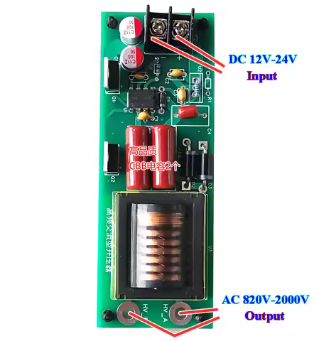 DC-AC 12V-24V To 820V-2000V 1KV 2KV High Voltage High Frequency Boost Power Supply Module Electronic
