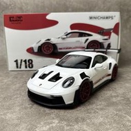 全新 1/18 Minichamps Porsche 911 (992) GT3 RS 2022 白色/紅鋁圈
