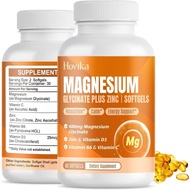 Magnesium Glycinate Supplement Softgels, Magnesium Glycinate 400mg with Zinc, Vitamin B6, C, D3, Pur