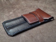 真牛皮手作雙色鋼筆套 筆袋/盒 雙支裝 萬寶龍 客製 免費印英文字