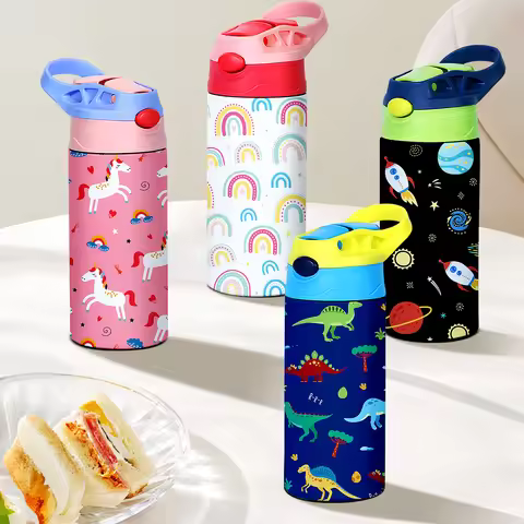 12OZ/350ml Cartoon Pattern Thermos Cup Stainless Steel Insulated Bottle Cute Thermos Kettle Outdoor 
