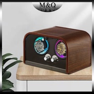 MELANCY Luxury 2 Slot Watch Winder Automatic Walnut Wood Upper Chain Storage Box With LED Light