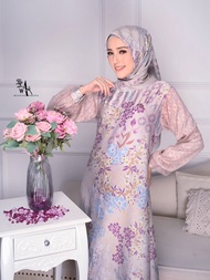 gamis wanita modern dress motif bunga bahan satin silk gaun muslim