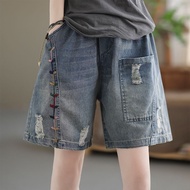 Plus Size Women's Summer Denim 6-point Shorts Women 2024 New Style Thin Pants Fat mm Slimmer Look Fi
