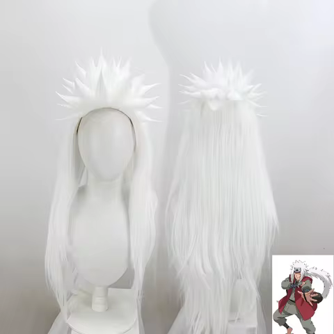 JP Anime Jiraiya Cosplay Costume Hair Anime Headwear White Long Spiky Wig