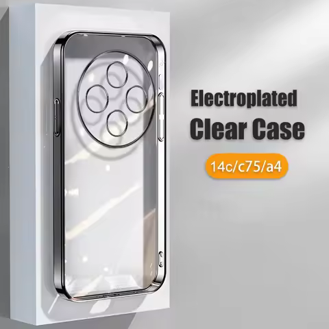 Redmi14c 14 C 75 Luxury Plating Transparent Case For Xiaomi Redmi 14c 4g 5g A4 Poco C75 Soft Silicon