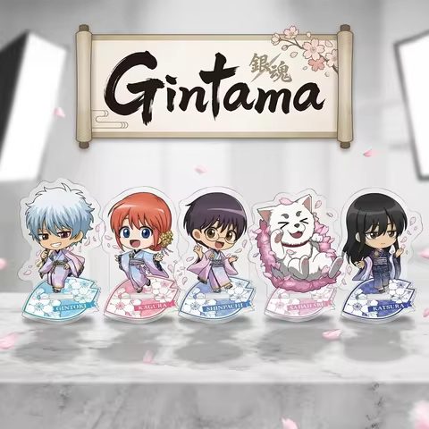 Gintama Hiyori Style 10CM Double Sided Acrylic Stand keychain Anime Stand Gintoki Sakata Kagura Desk