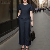 Celmia ZANZEA ชุดสองชิ้นเสื้อแขนยาวผู้หญิง #0512