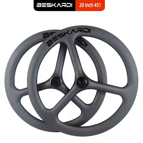 20 inch 451 Carbon Wheel Set Trispoke 20'' 3 Spoke Ceramic 6 bolts Disc Brake Beskardi Mini Bike For