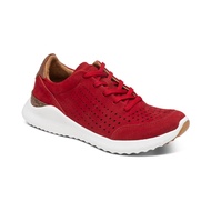 Aetrex Laura Red leather women's safety shoes - Soft cushioned leather sneakers