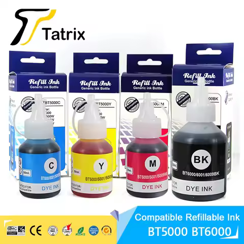 Tatrix For Brother BT6000/6001/6009 BT5000/5001/5009 Refillable Dye Ink Fit for Brother DCP-T300/DCP