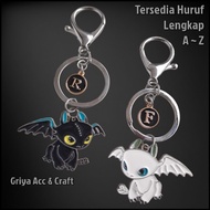GANTUNGAN Initial Name Keychain Mix Pendant Toothless Keychain Stylish Night Fury & Light Fury