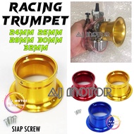 RACING TRUMPET AIR FUNNEL JOINT CARBURETOR 24MM 26MM 28MM 30MM 32MM WAVE RXZ NSR UMA RED LEO INTAKE 