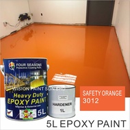 5Litre ( SAFETY ORANGE 3012 ) Paint Epoxy Floor Paint Coating ( FOUR SEASONS ) 5L (Cat Lantai Simen Epoxy)