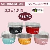 [10 PCS] 125 ML Round Aluminum Pan With Lid Colored Microwavable Baking Bento Cake Cups