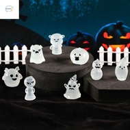 SHOESALON 8pcs Mini Ghost Ornaments, Scary Resin Crafts Halloween Luminous Ghost Figurines, Festival