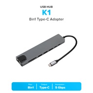 K1 8in1 USB HDMI Type-C SD TF RJ45 USB Type-C HUB Adapter
