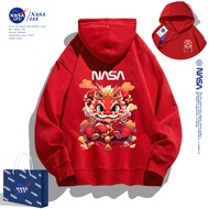 เสื้อสเวตเตอร์สีแดงสำหรับเด็ก NASA เสื้อโค้ทสำหรับปีใหม่เสื้อผ้าสำหรับปีนักษัตรมังกรปี2024ในฤดูใบไม้ร่วงและฤดูหนาวอายุ12ปีเด็กชายและเด็กหญิง
