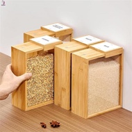 Wooden Cereal Storage Box Clear Large Cereal Containers Storage for Cereal Rice Snack Candy