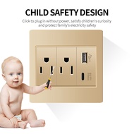 ((New Style 86 Type International Universal) Switch Socket Gold PC Flame Retardant Material Househol