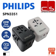 Philips 20W Universal Traveler Adaptor with USB-C & 2xUSB-A Port (SPN3351) (US, EU, UK & AUS)
