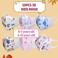 【Ready Stock】50pcs 0-12 Year Old 3D 4-ply MASK Baby Face Mask 3D 4ply Cute Cartoon Printing Mask Beauty Mask Kid Face Mask 4 Layers Children Face Mask