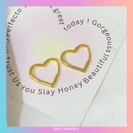 Big Heart Gold Hoop Earrings S925 Original Hoop Earrings Earring Subang Silver 925 Original Earrings