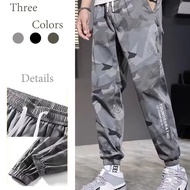 [3 Colors] M-5XL Plus Size Men's Casual Geometric Aesthetic Feeling Printed Cuffed Long Pants Loose 