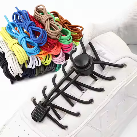 No Tie Shoe Laces Suitable for All Shoes Round Spring Lock Elastic Shoelaces Quick Wear in 1 Second 