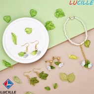 LUCILLE 30pcs Green Transparent Leaf Shape Beads, Leaf Shape Acrylic Beads Green Acrylic Leaf Beads,