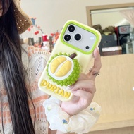 For IPhone17 Pro Max 17pro 17 16 Phone Case Cute 3D Durian Stand Soft Silicone Shockproof Phone Cov
