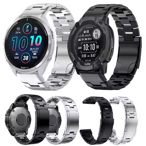 for Garmin 22mm 26mm Quickfit Titanium Band Bracelet Instinct 2X Forerunner 965 955 Solar Approach S