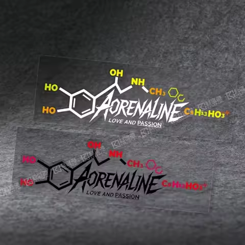 Adrenaline Chemical Formula Vinyl Sticker With Love And Passion Slogan, Decal For Car Window Motorcy