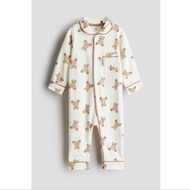 H&M Bear Pajamas Set With Collar 6-9M