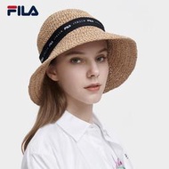 防曬帽FILA 斐樂官方女子圓帽2023夏季新款時尚休閑編織帽漁夫帽遮陽帽