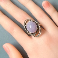 緬甸天然紫羅蘭翡翠大蛋面 造型銀戒指