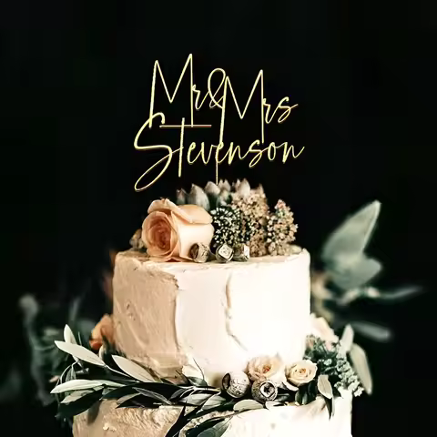 Wedding Cake Topper Personalized Mr and Mrs Cake Topper, Anniversary Cake Topper, Laser Cut Wooden A