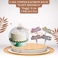 (5 Pcs) Rainbow Happy Birthday Cake Topper 6cm Birthday Decoration/s