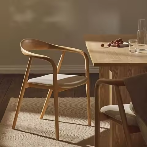 Arm Ergonomic Dining Chairs Light Luxury Wood Modern Lounge Dining Chairs Living Room Minimalist Mue