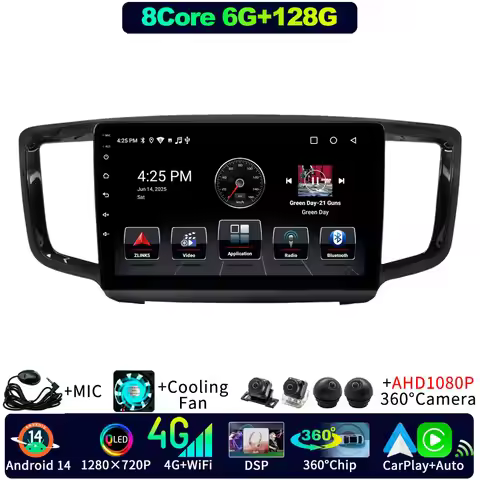 Android 14 Car Multimedia DVD Player For Honda Odyssey RC1 RC2 2013-2017t Carplay GPS Radio Auto BT 