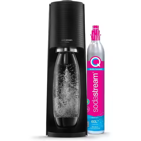 SodaStream Terra Sparkling Water Maker Machine with 1 Litre Reusable BPA-Free Water Bottle for Carbo